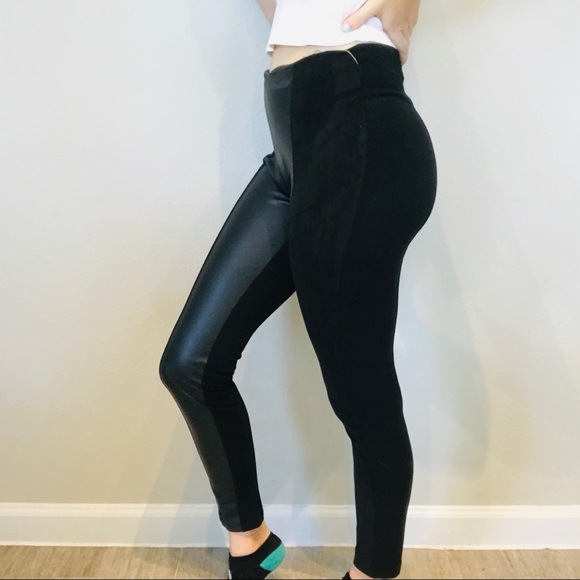 Anthro La fee verte faux suede & leather leggings - Picture 2 of 8